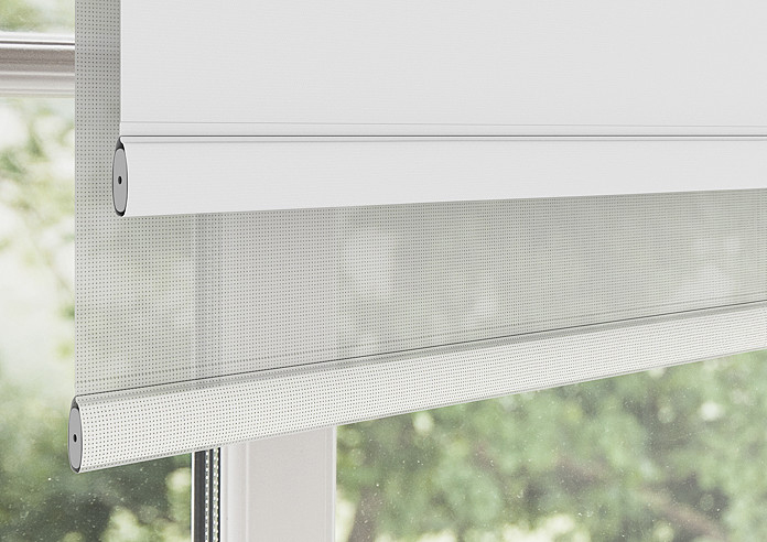Rimini (Blackout), White & Optima Chiffon - Double Roller Blind - Image 4